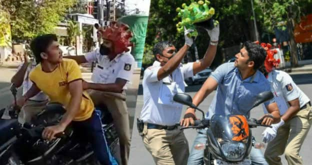 লকডাউন ভেঙে রাস্তায় ভীড়, পুলিশের অবাক কাণ্ড (ভিডিও)