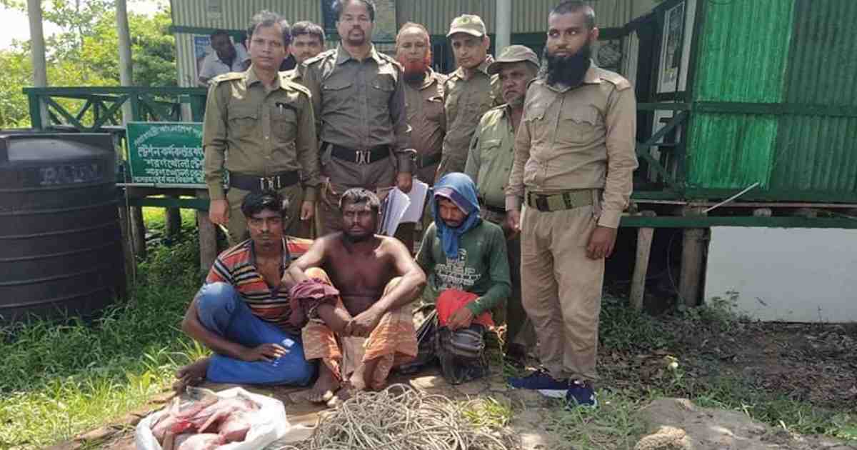 বাগেরহাটে ৩ হরিণ শিকারি আটক, মাংস ও ট্রলার জব্দ