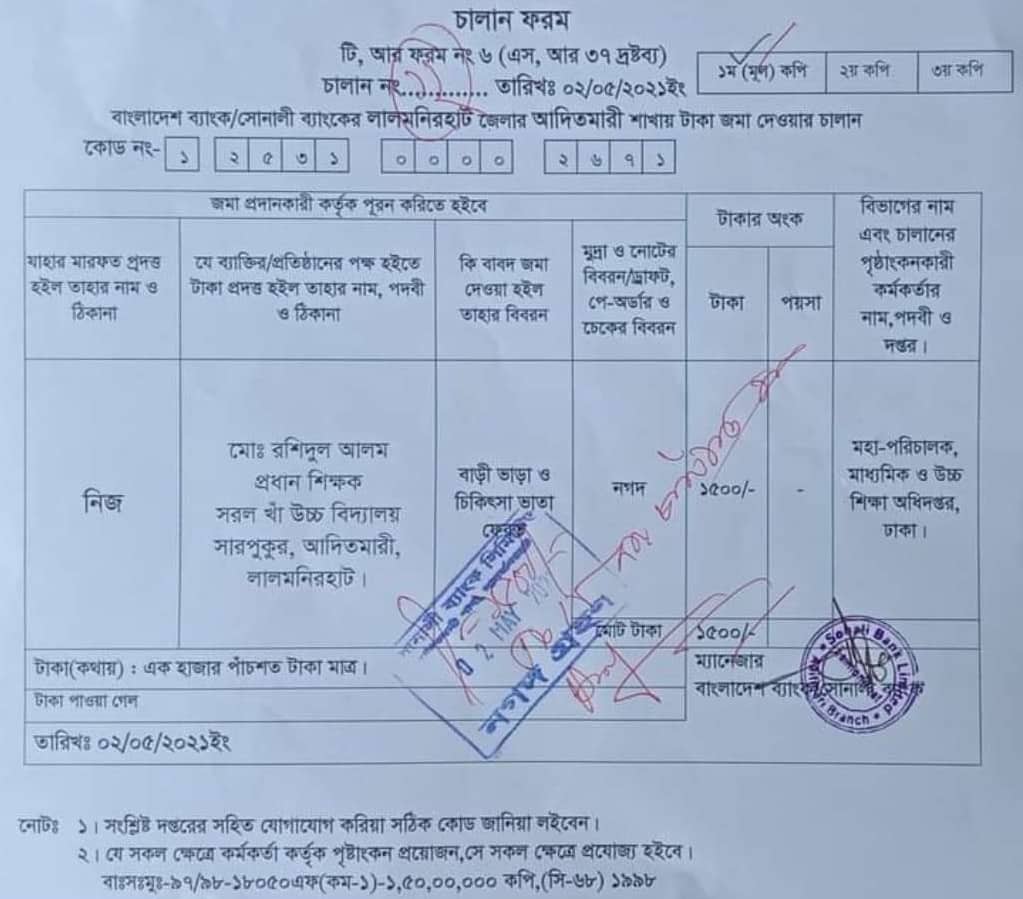 সরকারি ভাতার টাকা ফিরিয়ে দিলেন শিক্ষকরা