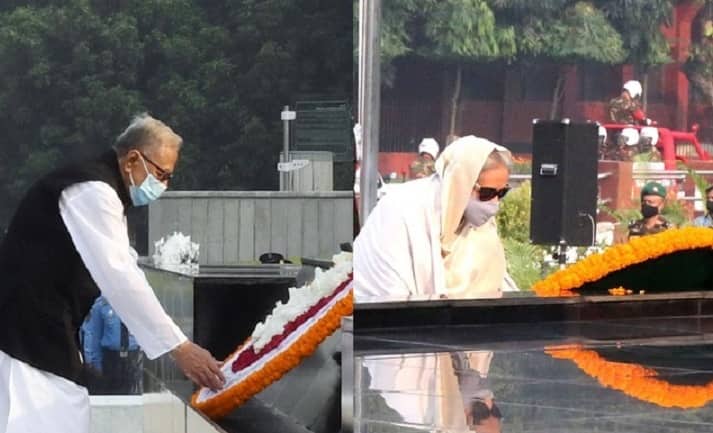 সশস্ত্র বাহিনী দিবসে শিখা অনির্বাণে রাষ্ট্রপতি-প্রধানমন্ত্রীর শ্রদ্ধা