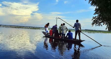 জলের ওপর সবুজের হাতছানি কাউয়াদিঘি হাওর