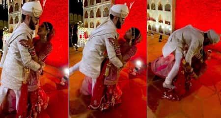 বৌকে নিয়ে নাচতে গিয়ে বিয়ের আসরেই পড়ে গেল বর বৌকে নিয়ে নাচতে