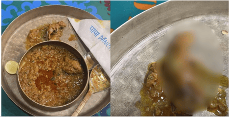 হোটেলে খেতে বসে মুরগির তরকারিতে দেখেন মরা ইঁদুর