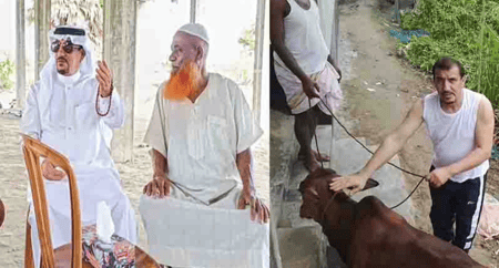 কর্মচারীর গ্রাম দেখতে ত্রিশালে সৌদি নাগরিক আবু নাসের আবু নাসের