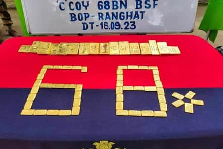 বাংলাদেশ-ভারত সীমান্তে ২৩ কেজি স্বর্ণ উদ্ধার বিএসএফ