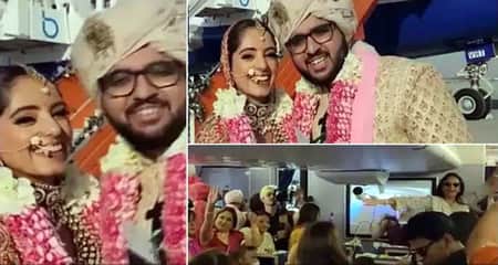 মাঝ আকাশে বিয়ে, বিমানেই ফুলশয্যা সারলেন যুগল বিমানেই ফুলশয্যা