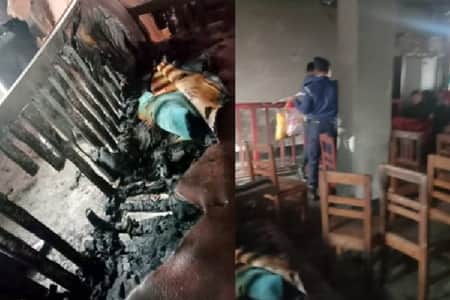 দুর্বৃত্তদের দেওয়া আগুনে পুড়ে গেছে আদালতের এজলাস কক্ষ