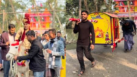 ঘোড়ায় চড়ে এসে পালকিতে বউ নিয়ে গেলেন রুবেল পালকিতে বউ নিয়ে গেলেন রুবেল