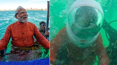 পানির নিচে গিয়ে পূজা করলেন মোদি পানির নিচে গিয়ে পূজা করেছেন মোদি