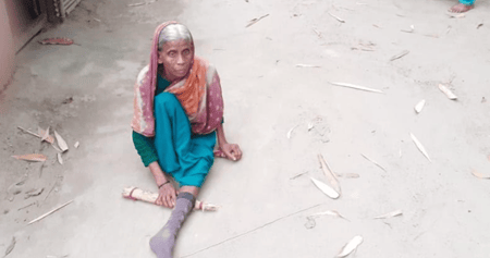 ভাঙা পা নিয়ে স্বামী-সন্তানহারা চিনি বিবির মানবেতর জীবন
