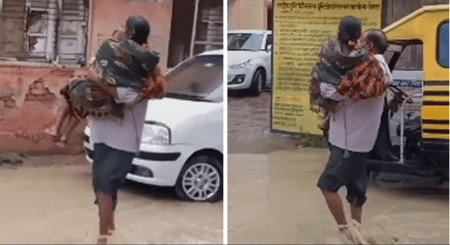গাড়ি না পেয়ে অসুস্থ স্ত্রীকে কোলে নিয়ে হাসপাতালে ছুটলেন ষাটোর্ধ্ব বৃদ্ধ