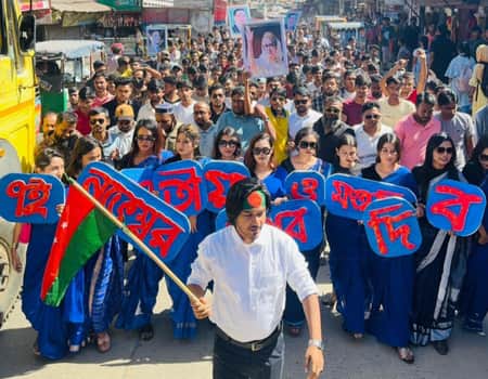 শ্রীপুরে বিপ্লব ও সংহিত দিবসে ছাত্রদলের বর্ণাঢ্য র‍্যালী