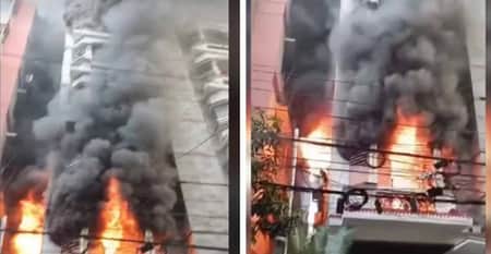 উত্তরায় বহুতল ভবনে আগুন