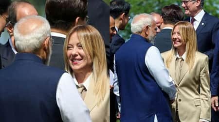 জি-৭ সম্মেলনে ইতালির প্রধানমন্ত্রী মেলোনির সঙ্গে বৈঠকে মোদি মেলোনি মোদি