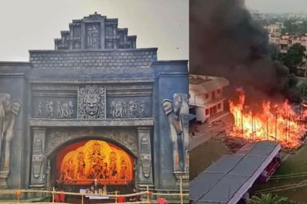 কলকাতার বিখ্যাত পূজা মণ্ডপ বিধ্বংসী আগুনে পুড়ে ছাই