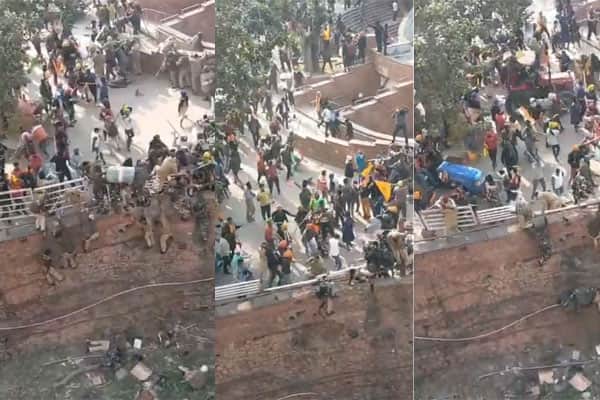 ভারতে আন্দোলনকারীদের থেকে বাঁচতে ১৫ ফুট উঁচু থেকে লাফ পুলিশের (ভিডিও)