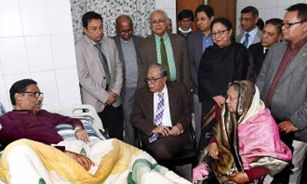 ওবায়দুল কাদেরকে দেখতে হাসপাতালে রাষ্ট্রপতি