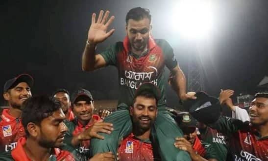 মাশরাফিকে কাঁধে নিয়ে বিদায়ী সম্মান জানালেন তামিম