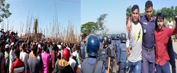 মাইকে ঘোষণা দিয়ে সংঘর্ষ, পুলিশসহ আহত অর্ধশতাধিক