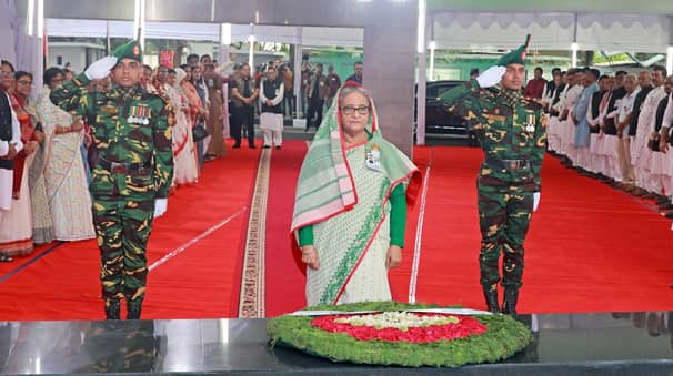 আওয়ামী লীগের প্রতিষ্ঠাবার্ষিকীতে বঙ্গবন্ধুর প্রতি প্রধানমন্ত্রীর শ্রদ্ধা