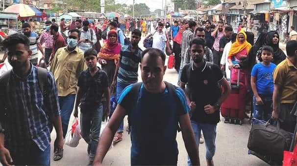 পাটুরিয়া-আরিচা ঘাটেও ঘরমুখো মানুষের চাপ