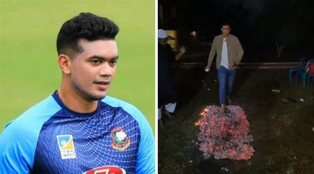 আগুনের উপর দিয়ে হাঁটলেন তাসকিন (ভিডিও)