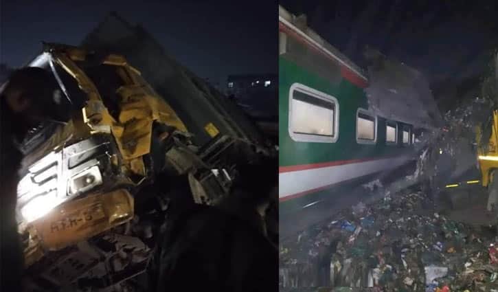 গাজীপুরে ট্রেনের ধাক্কায় ট্রাক উল্টে অটোরিকশাচালক নিহত
