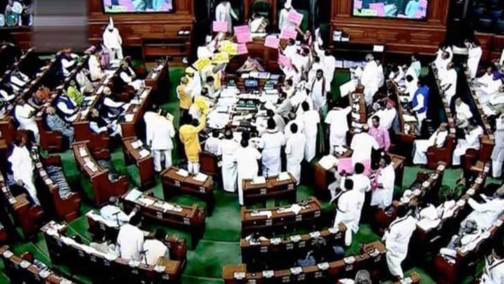 ভারতের লোকসভায় বিজেপি-কংগ্রেস এমপিদের হাতাহাতি