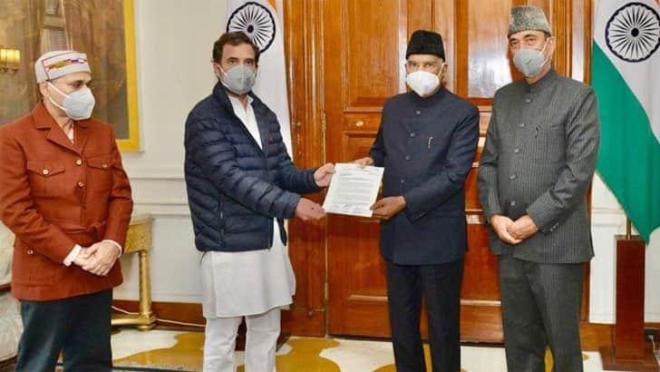 ২ কোটি কৃষকের স্বাক্ষর নিয়ে রাষ্ট্রপতির কাছে রাহুল