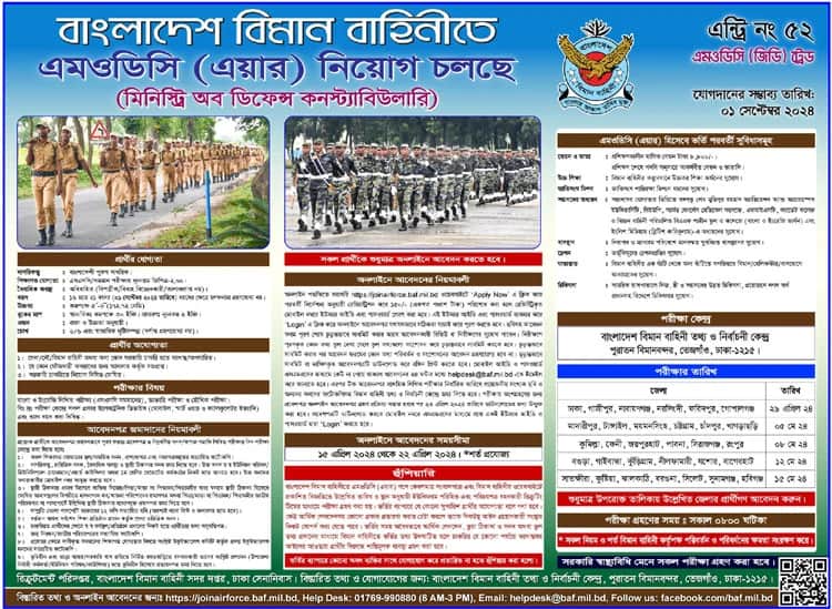 বিমান বাহিনীর নিয়োগ বিজ্ঞপ্তি, এসএসসি পাসে আবেদনের সুযোগ