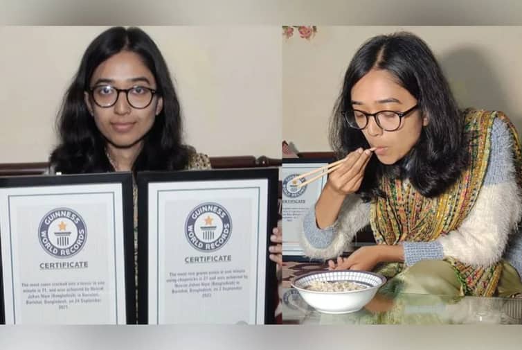 চপস্টিক দিয়ে ভাত খেয়ে বরিশালে তরুণীর বিশ্বরেকর্ড