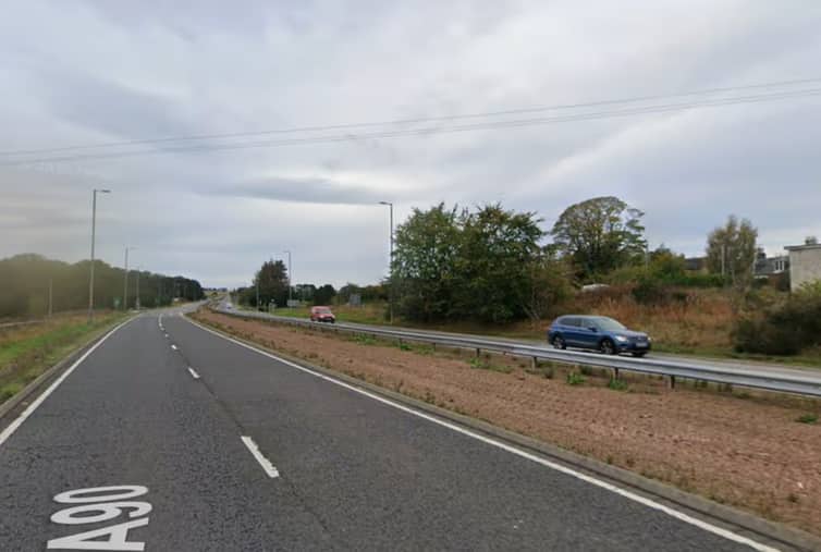 A90 Road Blocked After Fallen Power Line Amid Strong Wind Warning a90 road blocked powerline
