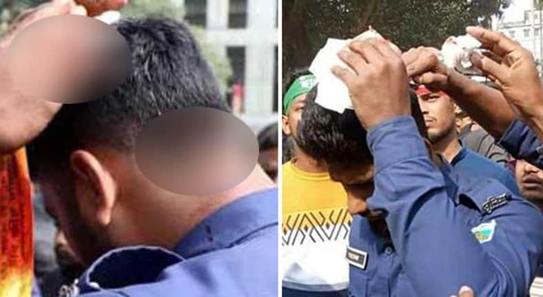 শহীদ মিনারে জুতা পায়ে ছাত্রদল, বাঁধা দেওয়ায় পুলিশের উপর হামলা
