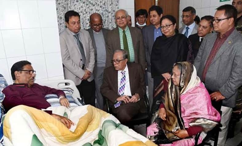 ওবায়দুল কাদেরকে দেখতে হাসপাতালে সস্ত্রীক রাষ্ট্রপতি