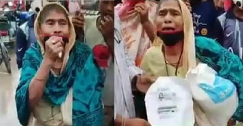 ত্রাণ চাওয়ায় বৃদ্ধাকে লাথি মারার অভিযোগ