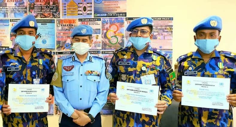 শান্তিরক্ষা মিশনে ‘বিশেষ সনদ’ পেল বাংলাদেশ পুলিশের ৩ সদস্য
