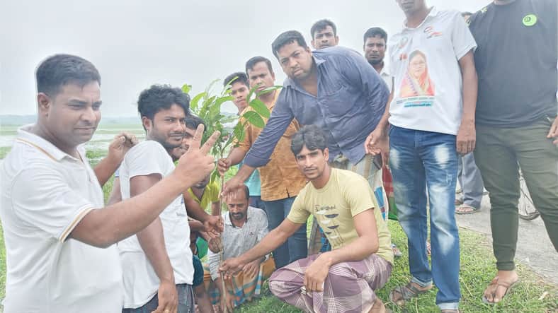 কালীগঞ্জে রাস্তার পাশে যুবলীগ নেতার ১ হাজার চারা গাছ রোপন