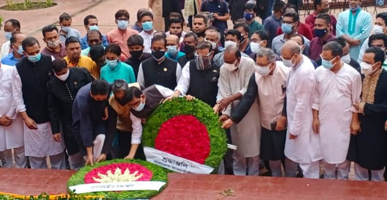 জাতীয় কবির সমাধিতে আওয়ামী লীগের শ্রদ্ধা