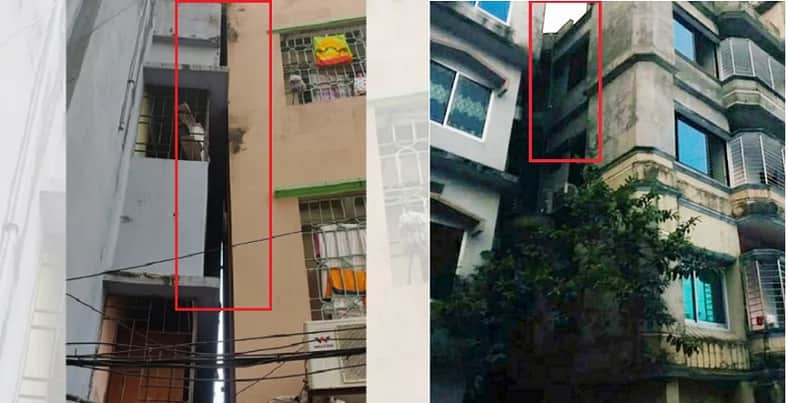 ভূমিকম্পে ‘হেলে’ পড়েছে দুটি ভবন