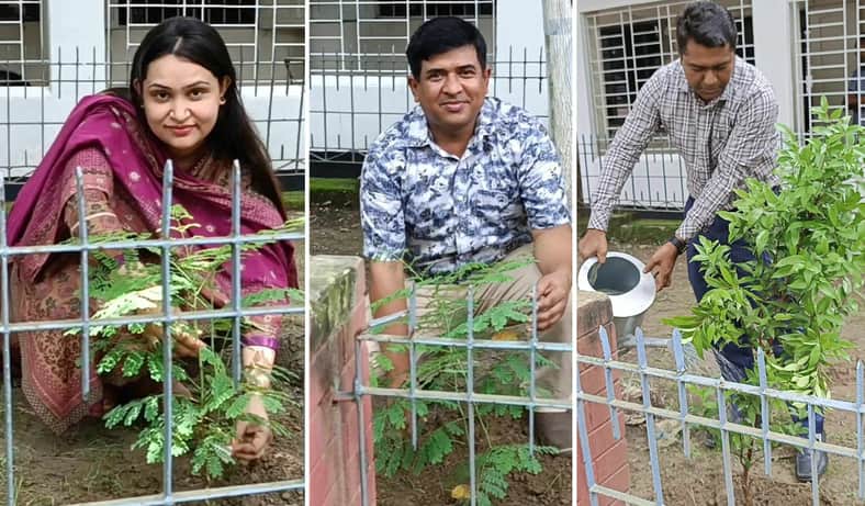 পজেলা প্রাঙ্গণে কর্মকর্তাদের নিয়ে ইউএনও’র চারা গাছ রোপন