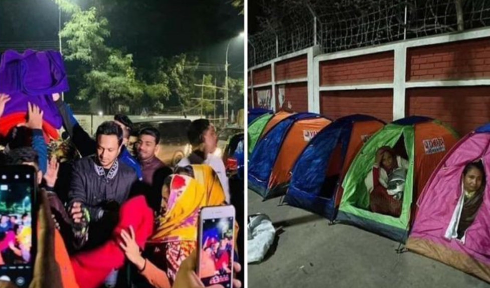 কম্বল-তাবু নিয়ে শীতার্ত মানুষের পাশে সাকিব