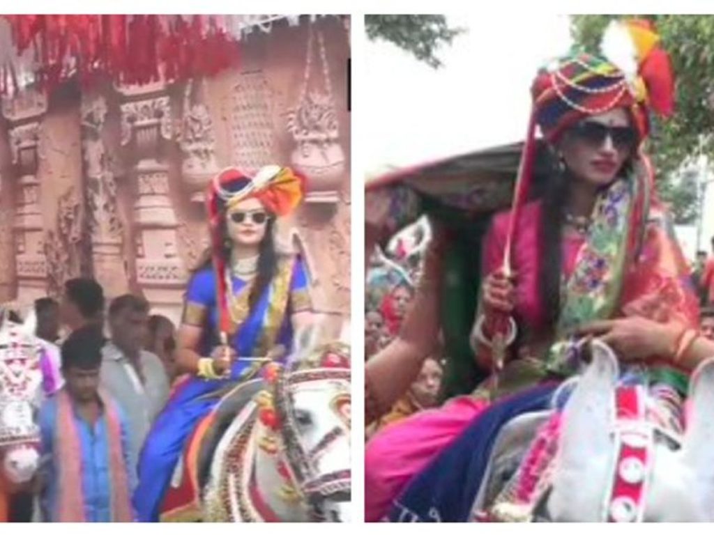 চোখে সানগ্লাস-হাতে বন্দুক, ঘোড়ায় চেপে বিয়ে করতে গেলেন দুই বোন!