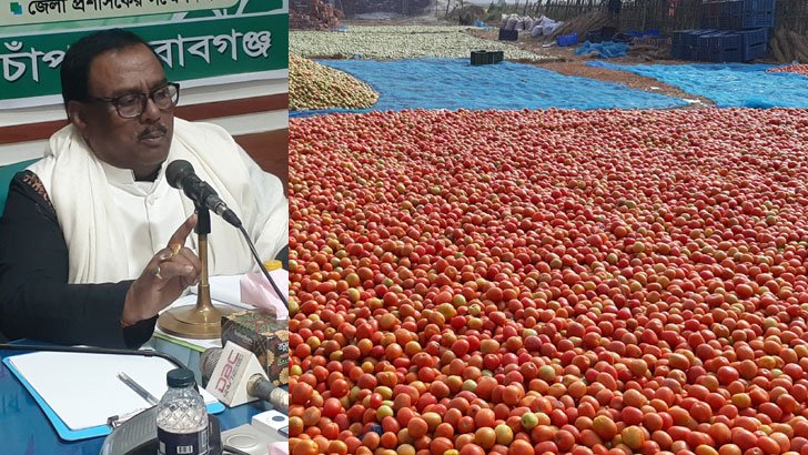 হরমোন স্প্রে করার সময় টমেটো জব্দ করলেন খাদ্যমন্ত্রী