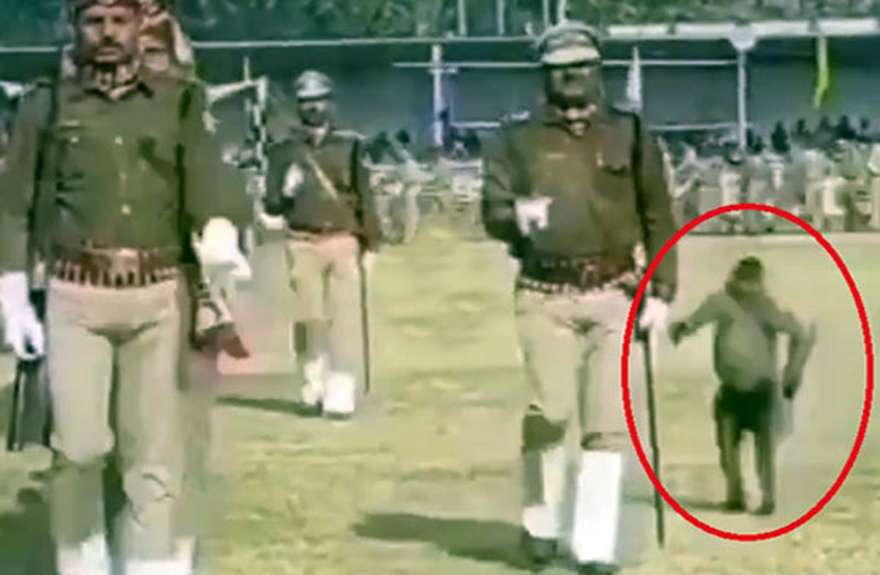 হনুমানের লাথিতে ছিটকে পড়ল ভারতীয় পুলিশ (ভিডিও)