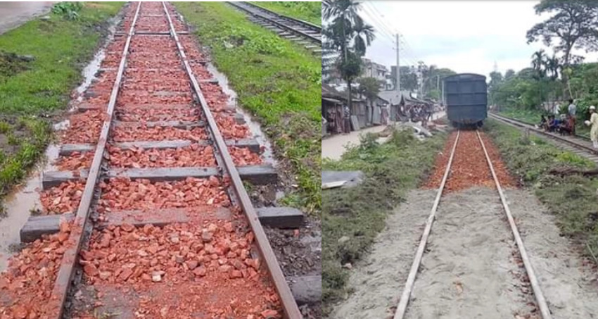 এবার রেললাইনে পাথরের বদলে ইটের সুড়কি!