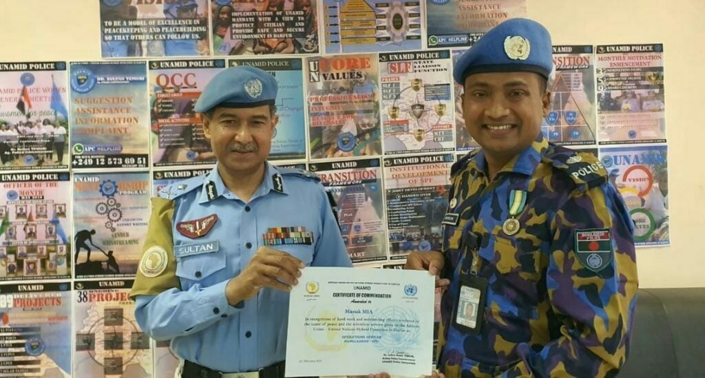 সুদানে শান্তিরক্ষায় কঠোর পরিশ্রমের জন্য ‘প্রশংসা সনদ’ পেলেন মাসুক মিয়া