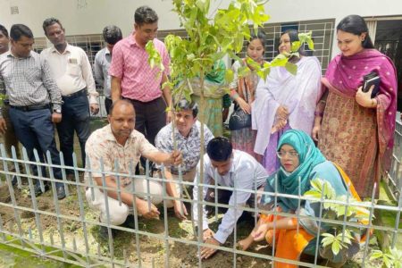 কালীগঞ্জে উপজেলা প্রাঙ্গণে কর্মকর্তাদের নিয়ে ইউএনও’র চারা গাছ রোপন