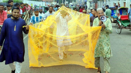 মশারি নিয়ে রাজপথে