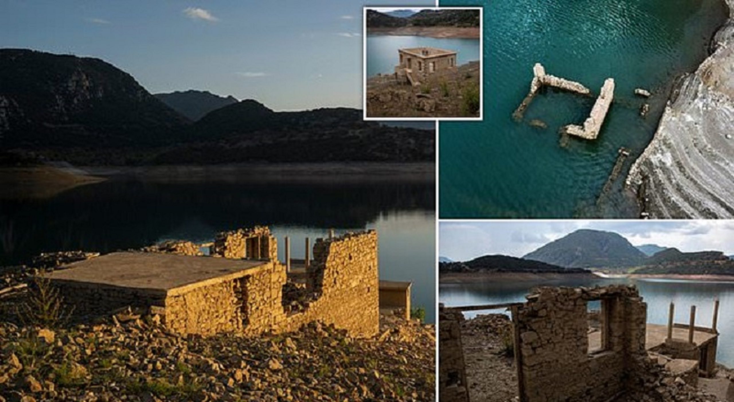 drought reveals a sunken village in greece