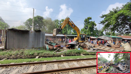 কালিয়াকৈরে রেলওয়ে কর্তৃপক্ষের উচ্ছেদ অভিযান